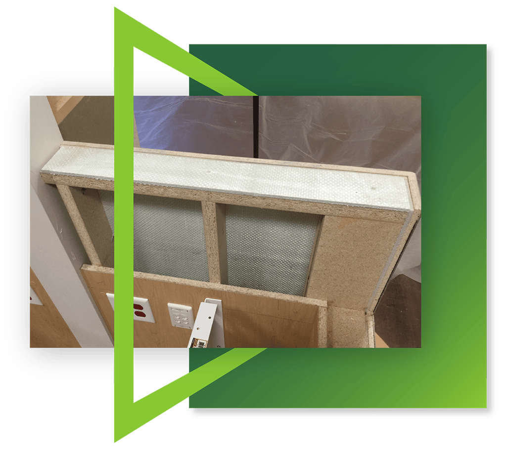 A photo depicting bullet-resistant fiberglass panels, a type of bullet proof wall panel, designed to meet a building's targeted protection levels from ballistic threats