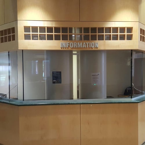 A reception desk outfitted with bullet-resistant materials that are rigorously tested and provide how much protection a space needs to keep employees safe on the job