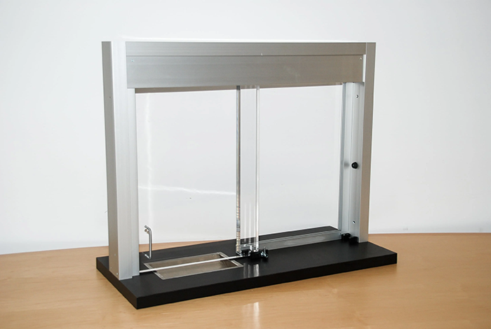 A sliding-glass reception window that can be a convenient delivery location to accommodate packages, documents, and other valuable items