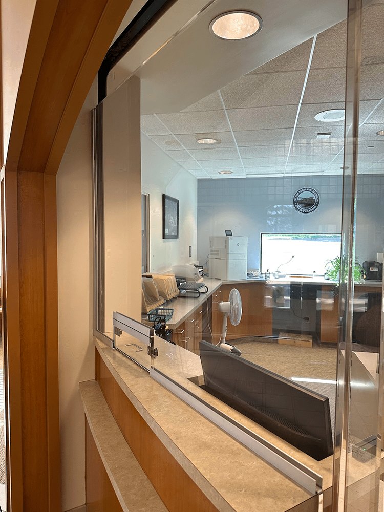 A transaction window consisting of laminated polycarbonate clear panels independently tested for ballistic resistance