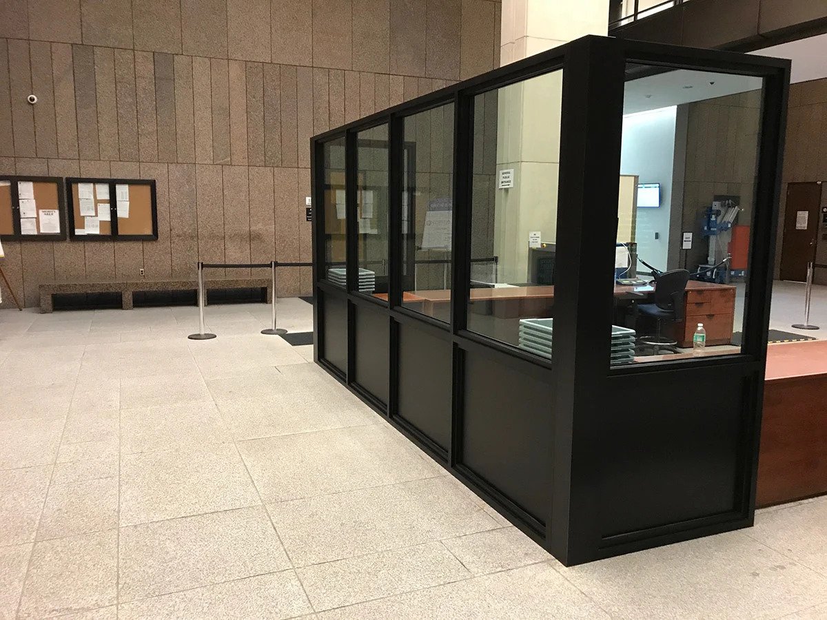 An example of ballistic glass installed by security experts from Total Security Solutions, a well-respected bullet proof glass name in the industry, in a government facility that provides an added sense of security in active shooter incidents