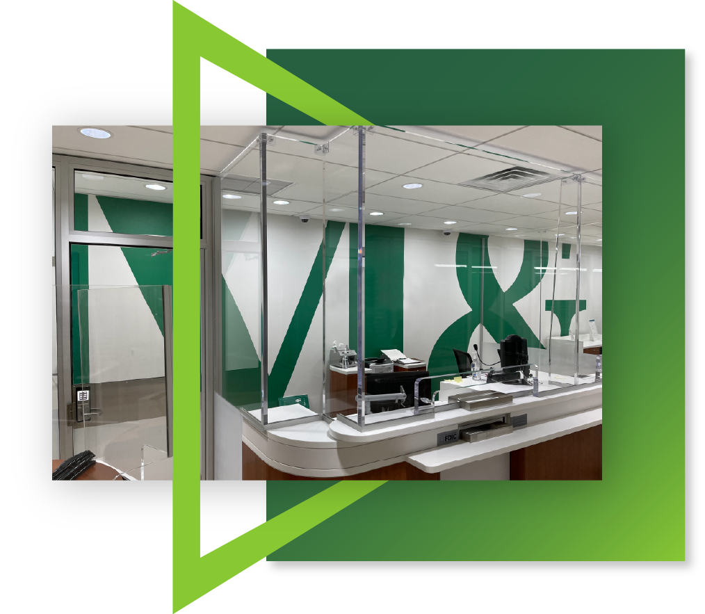 An image displaying the end result of a bulletproof plexiglass installation done with thickness and weight reduction in mind to meet unique security concerns