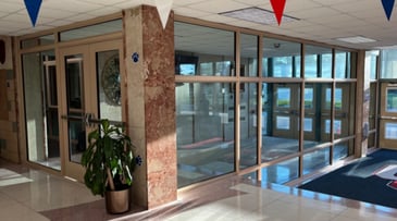 glass-paneled entryway