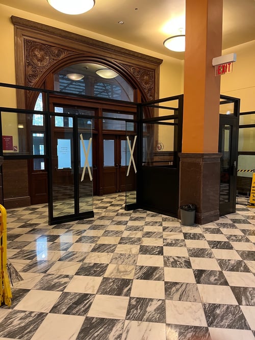 interior of Duberstein Hall showing custom ballistic entryway