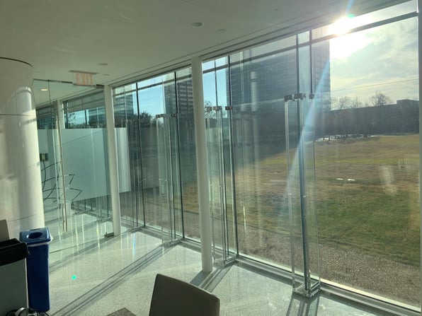 A corporate office with bulletproof doors, illustrating the importance of proper bulletproof glass installation.