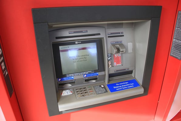 An automated teller machine, illustrating the importance of ATM vestibule security
