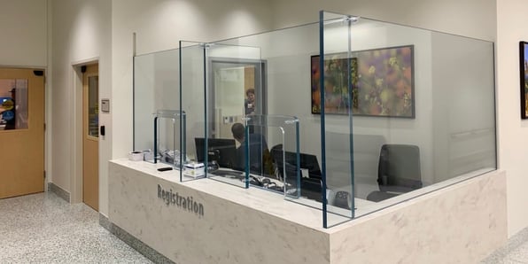 A registration desk is just one example of hospital security solutions that protect people. 