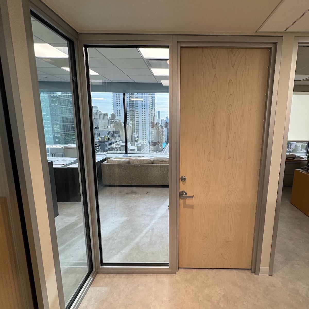 executive protection wood door looking in