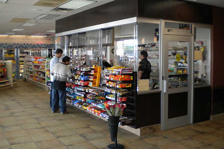Convenience store bulletproof barrier