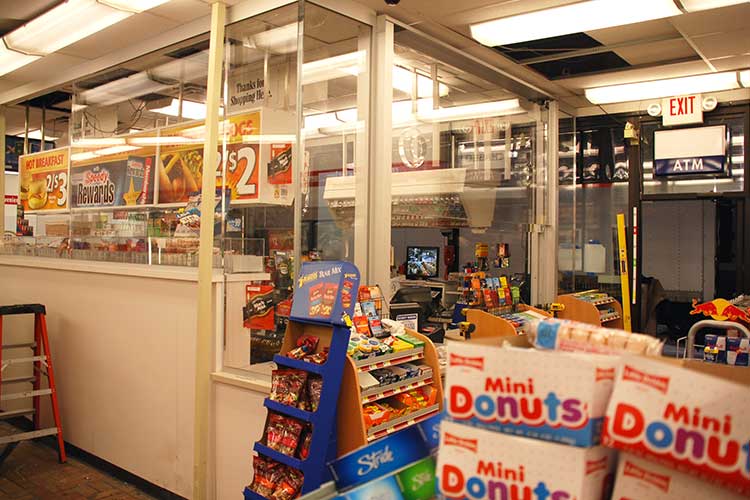 Convenience store bulletproof barrier