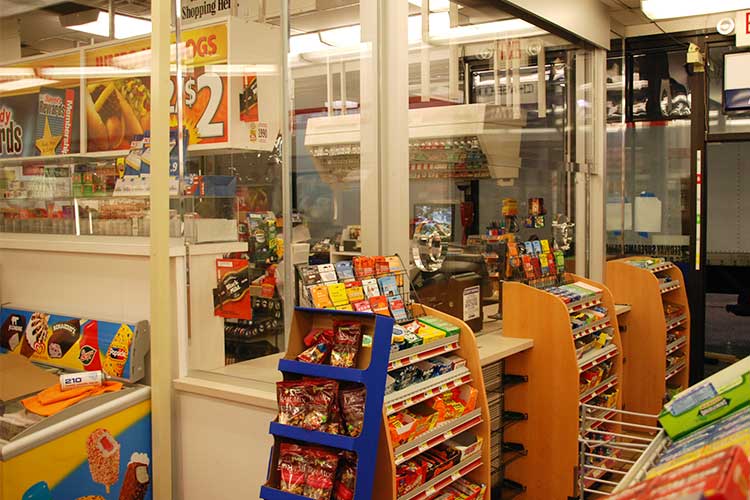 Convenience store bulletproof barrier