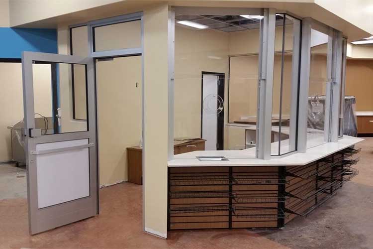 Convenience store bulletproof barrier