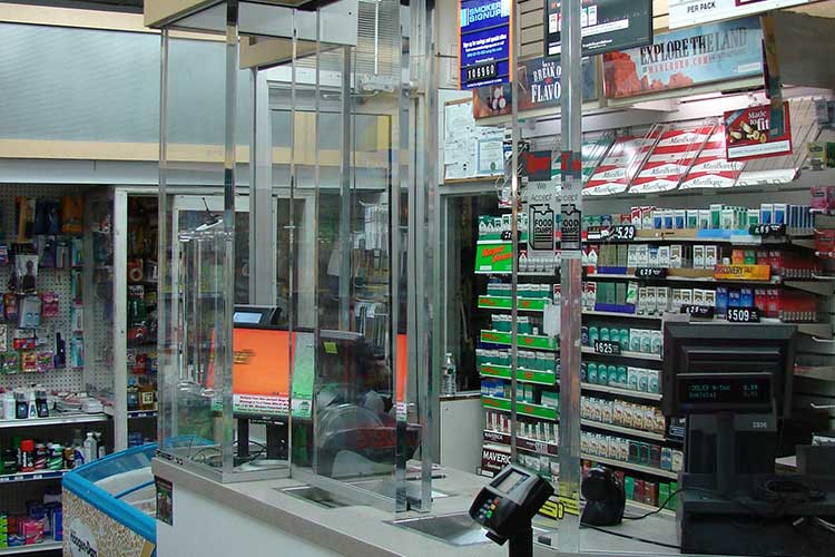 Convenience store bulletproof barrier