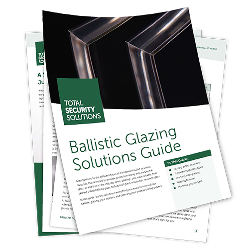A visual of the Ballistic Glazing Solutions Guide, which covers everything from the different glazing types to protection against bullet threats to how to work with it across every square foot of your facility